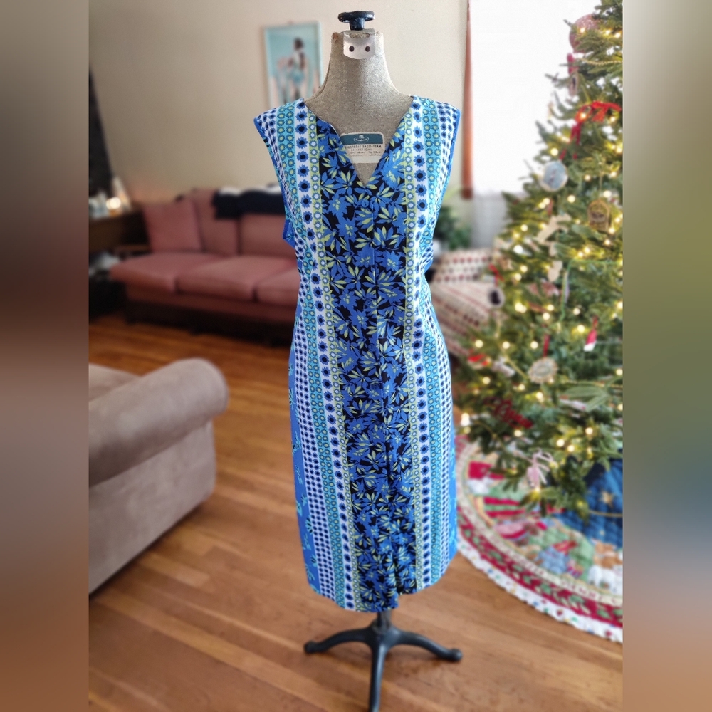 Bob Mackie Floral Sleeveless Duster Dress L